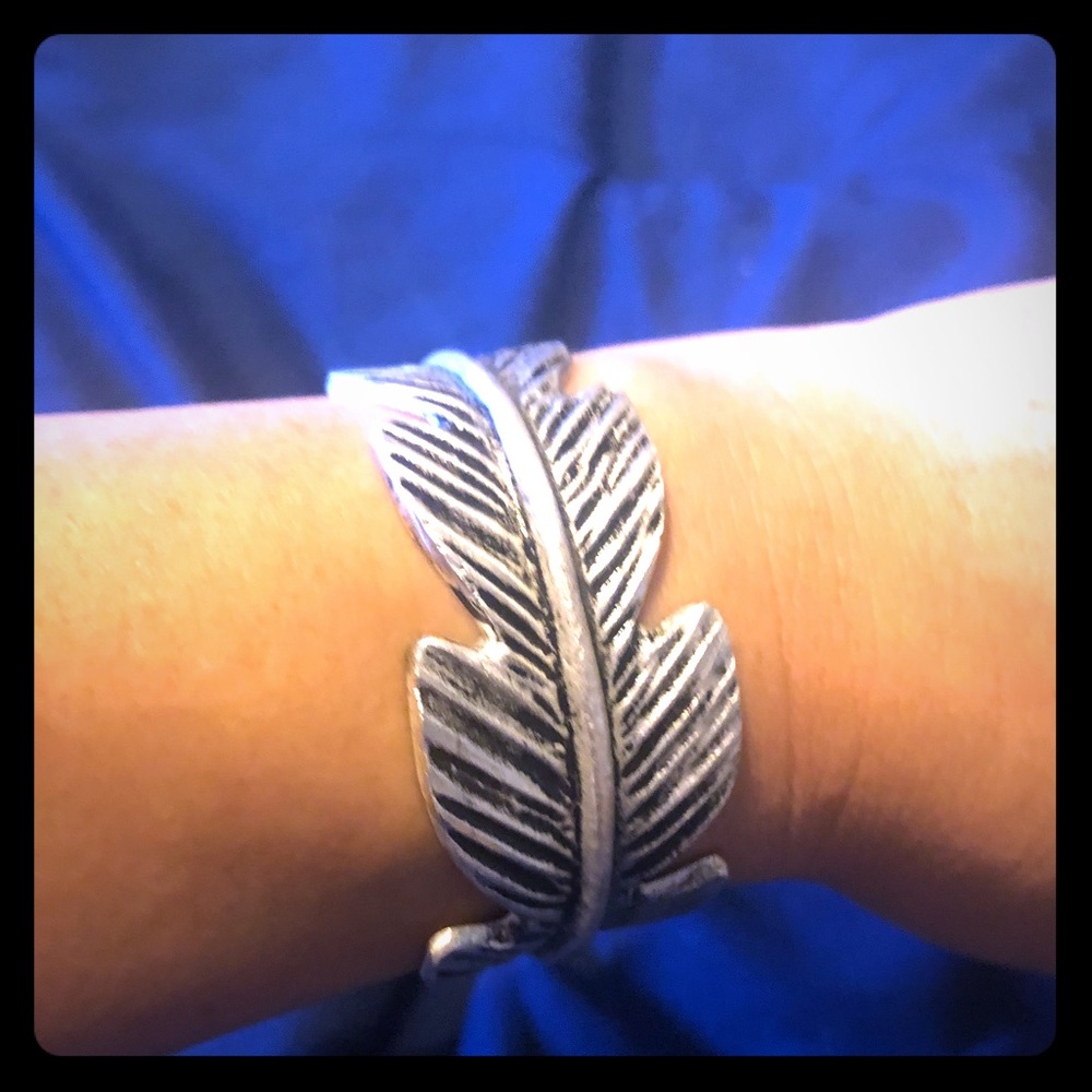 Rustic Cuff Feather Bracelet